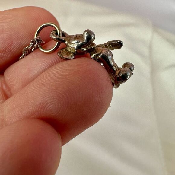 silver tone mickey mouse pendant necklace - Picture 10 of 11